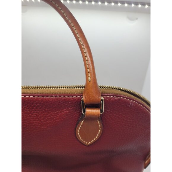 Dooney and Bourke Vtg Pebble Grain Domed Satchel Handbag Too Zip Red Wine - Picture 7 of 12